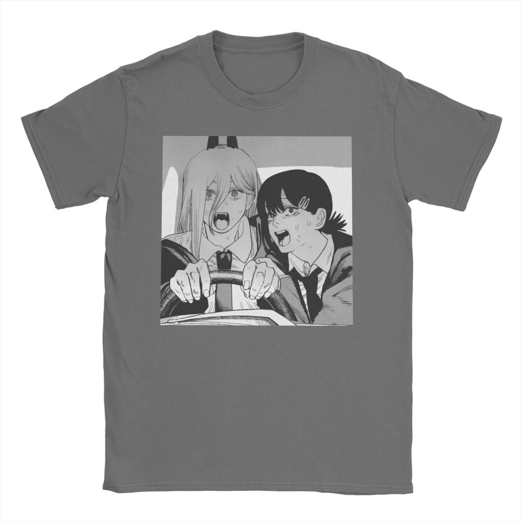 Men Women T-Shirts Chainsaw Man Power and Kobeni Novelty Pure Cotton Tee Shirt Short Sleeve Denji Devil Anime T Shirt Top Summer