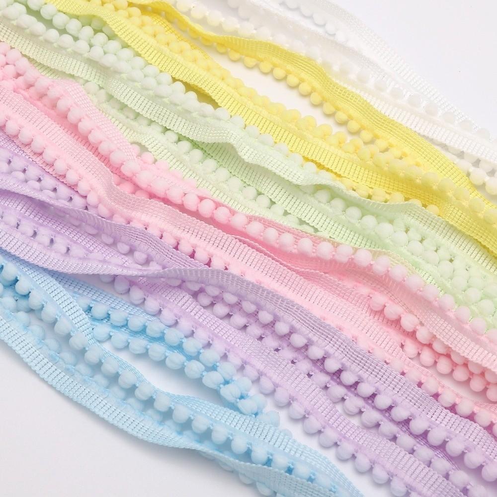 High Quality Mini Pom Pom Fringe Ribbon Colorful DIY Sewing Lace Trim Fringe Pompoms Lace Pillow Curtains Home Decor