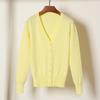 Korean V-Neck Knitted Cardigan: Women's Long Sleeve, Versatile Spring & Autumn Top.