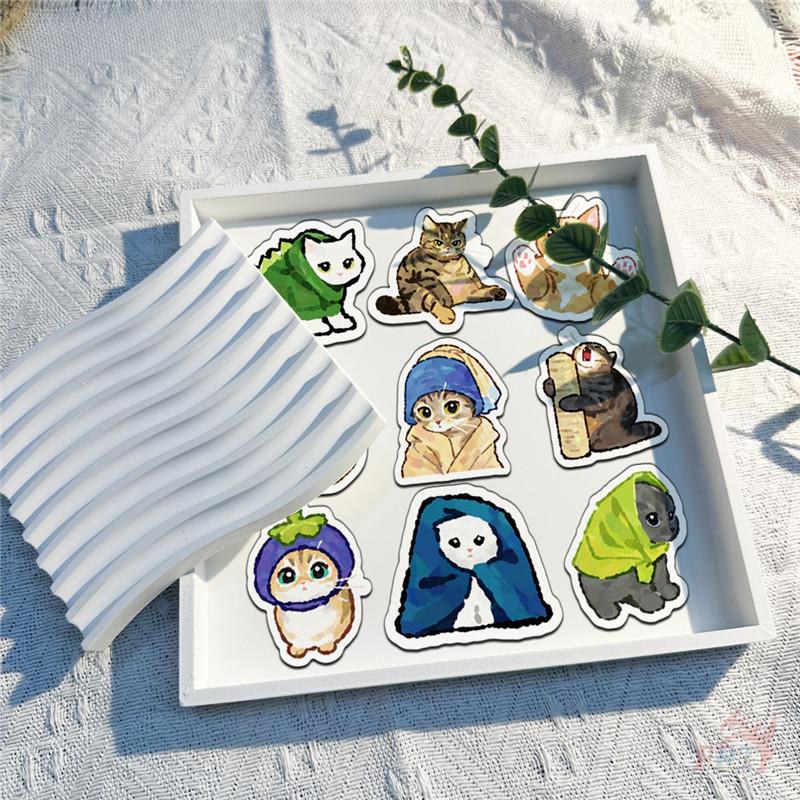 500Pcs/Roll Ink Art Funny Cat Kids Rewards Stickers - DIY Scrapbooks Album Decor Sealing Label Decals