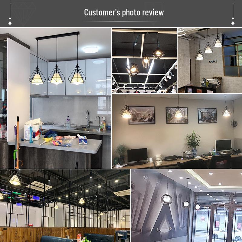 Nordic Minimalist Pendant Light - Industrial Diamond Three-Head Design for Restaurants and Bars