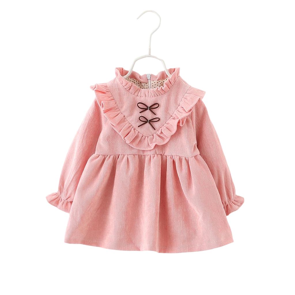 Girls V-Neck Ruffle Dress with Ruffle Trim for Casual Everyday Wear