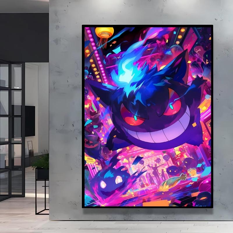 Canvas Artwork Painting Pokemon Gengar Poster Hd Prints Cartoon Character Picture Classic Modern Home Living Room Wall Decor