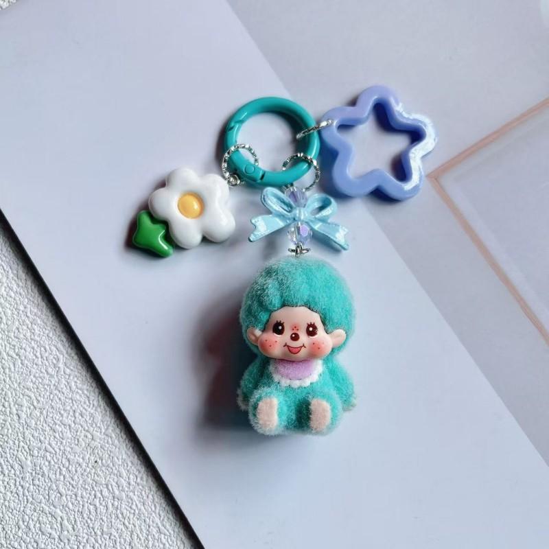 Cartoon Plush Monchhichi Keychain Pendant Cute Plush Monkey Pendant Phone Chain Decoration Monchhichi Mini Plush Bag Pendant