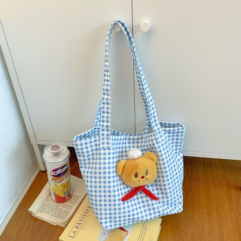 Butter Bear Plush Tote Bag With Zipper Closure For Daily Use