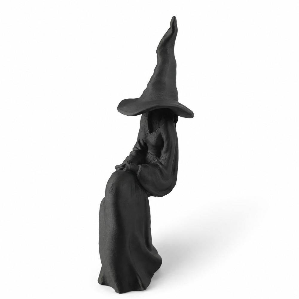 Plastic Halloween Sitting Witch Figurine 3D Printed Mystery Witch Ornament  Living Room