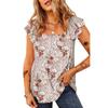 Summer Women's Square Neck Outer Vest Fashion Floral Ruffle Sleeveless Top