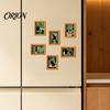 Retro Aesthetic Home Decor Accents Funny Wooden Fridge Magnets Frame, Cute Cat in Bathroom Magnetic Easy Swap Frames for Pictures Refrigerator Locker