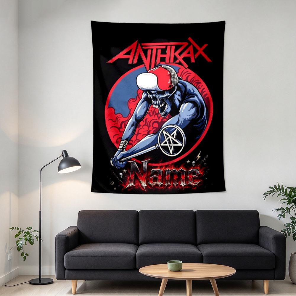 Custom Name Anthrax Skull Tapestry Wall Hanging for Bedroom, Living Room & Dorm Decor, Modern Home Wall Art