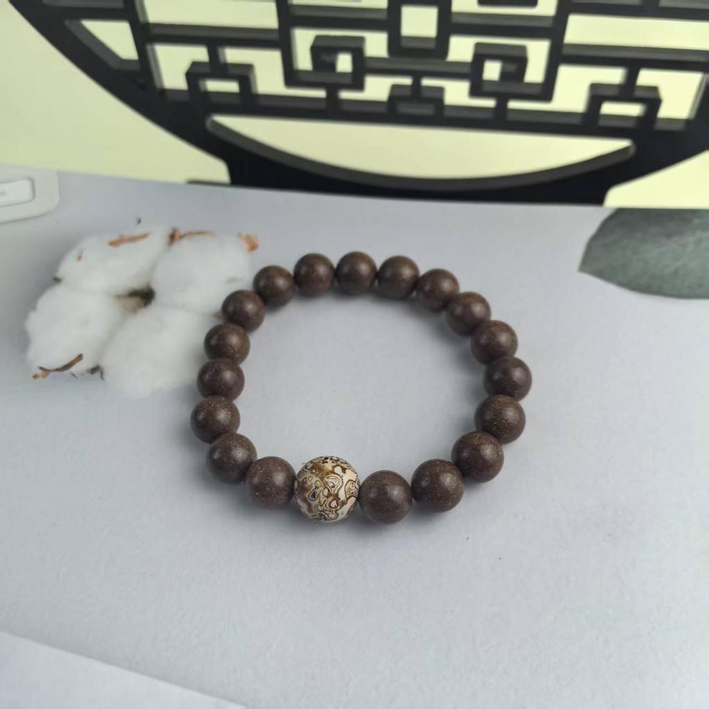 Mixed Incense Beads Bracelet with Lacquer Beads - Unisex Chinese National Style, Collectible Buddhist Beads, Hand-Playing Bracelet