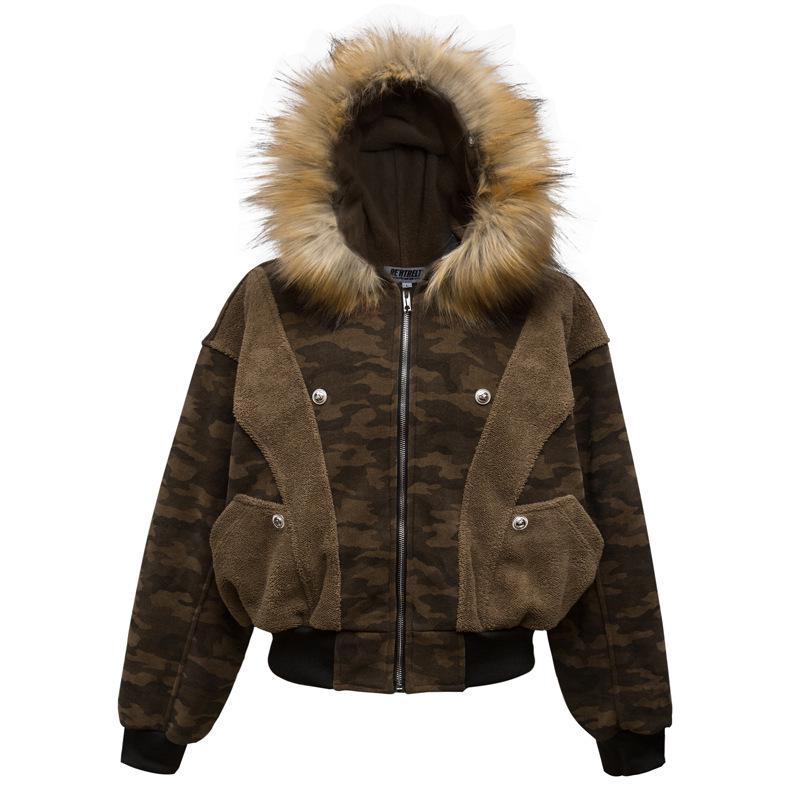 

Men s Winter Camouflage Hooded Cotton Jacket - Trendy European & American Outdoor Eagle Design XL камуфляжний/коричневий