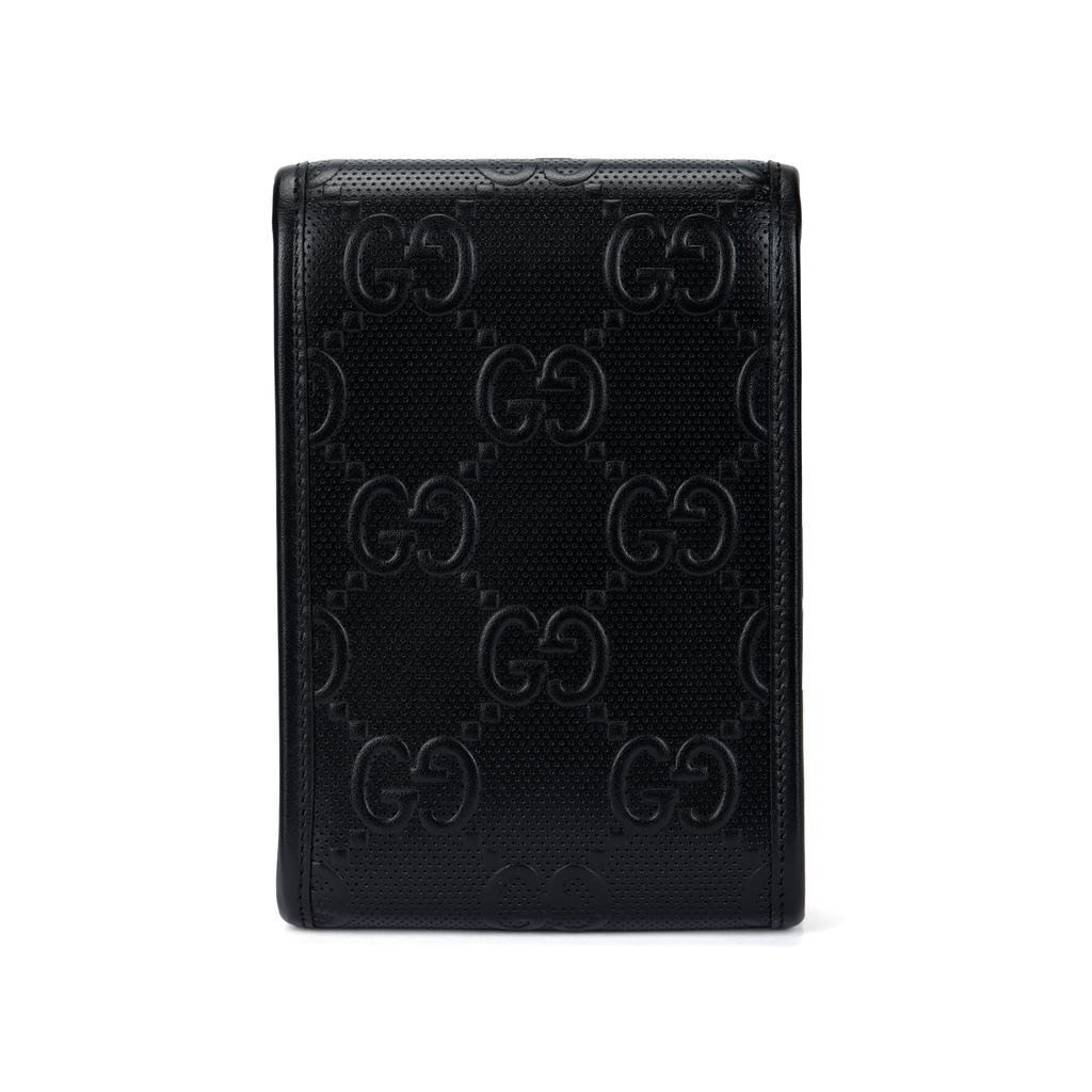 Gucci Monogram Logo Embossed Leather Crossbody Bag Unisex Bags Black 625571-1W3AN-1000
