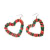 Bowknot Mistletoe Christmas Earrings Retro Heart Ear Studs Fashion Plush Xmas Pendant  Girls