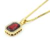 Necklace Popular Rectangular Gem Necklace European and American Popular Hip Hop Gem Pendant Clavicle Chain