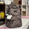 Schoolbag Korean Niche Backpack Junior High School High School Schoolbag Girls Retro Plaid Ins Style Versatile Commuter Backpack