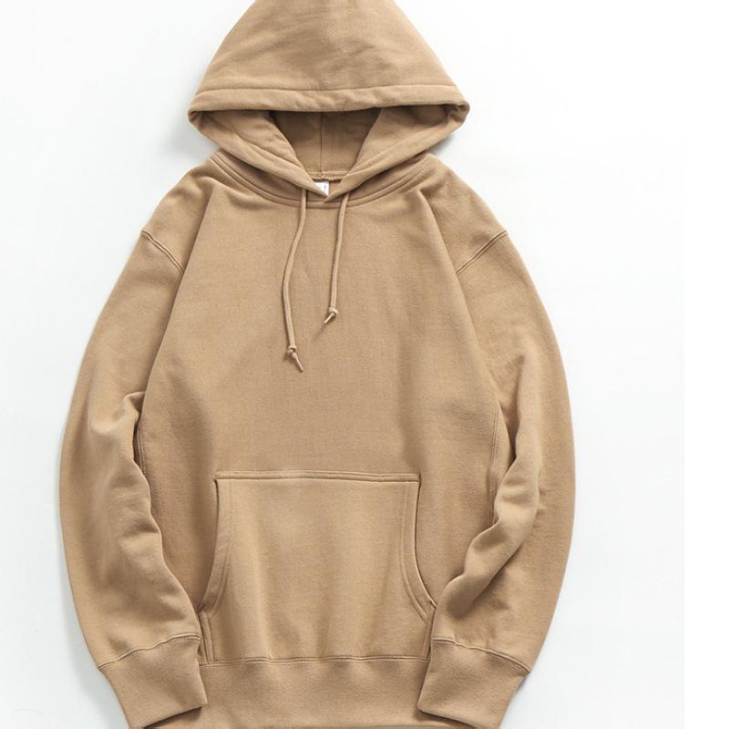 Unisex Solid Color Thick Hooded Sweatshirt with Plus Velvet for Autumn and Winter
