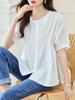 Asymmetrical Pleated Short-Sleeve Shirt - 2026 Summer Loose Round Neck Top