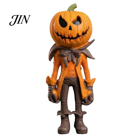 Halloween Pumpkin Man Figurine Figurine, Resin Figure, Classic Ghost Dark Retro Style Gift Set Face Desktop Ornament for Home Tabletop Decoration