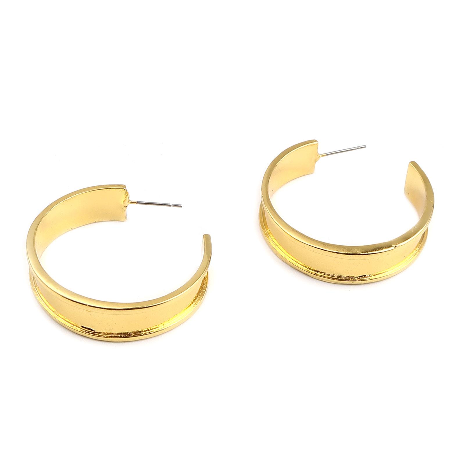 

C Shape Earrings Findings Silver Color Gold Color 37mm x 9mm, Post/ Wire Size: (21 gauge) For DIY Jewelry Making, 1 Pair