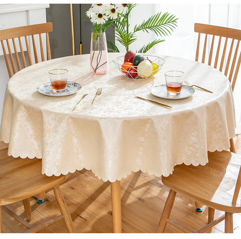 European Style Fabric Wedding Pad Round Household Printed Waterproof Desk Cloth Solid Color Hanging Non Washable Tablecloth