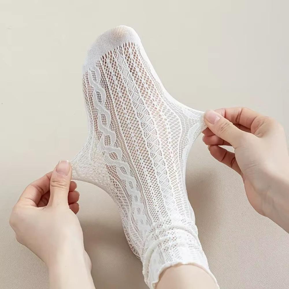 Mesh Women's Sock Solid Color Long Socks Vintage Hollow Out Socks