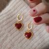 Silver Needle Ankara Red Geometric Stud Earrings Female Korean Ins Fashion Design Earrings High-end Exquisite Earrings