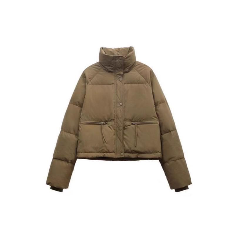 Women's Autumn Winter Stand Collar Short Jacket Solid Simple Padded Outwear