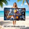Space Cosmic Theme Soft Beach Towel Personalized Custom Name Text Towel Portable for Beach Pool Travel