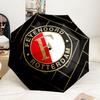 Feyenoord Rotterdam Flames And Water Automatic Folding Umbrella - 8-Rib Travel Umbrella with Auto Portable Case, Ideal Gift for Birthdays