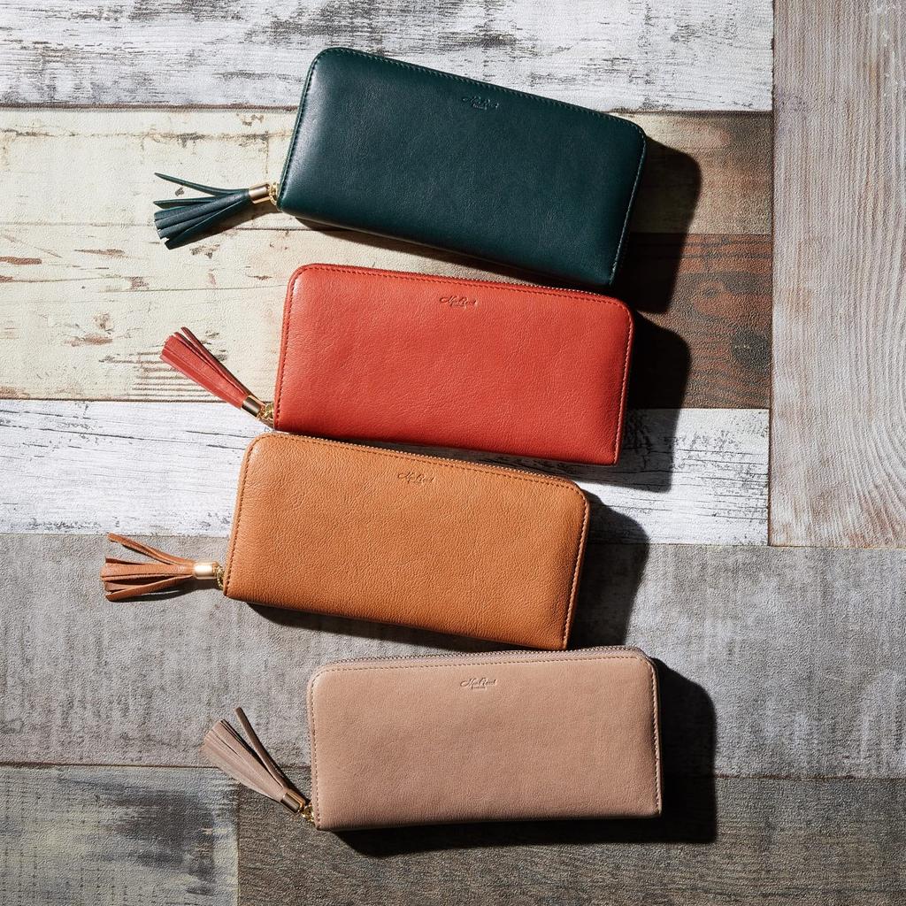 Align New Ranch Lightweight Italian Goat Leather Long Wallet with Zipper Vertical Card and Clear Coin A Day Boxed [VOICE] Women's Fringe, Closure,