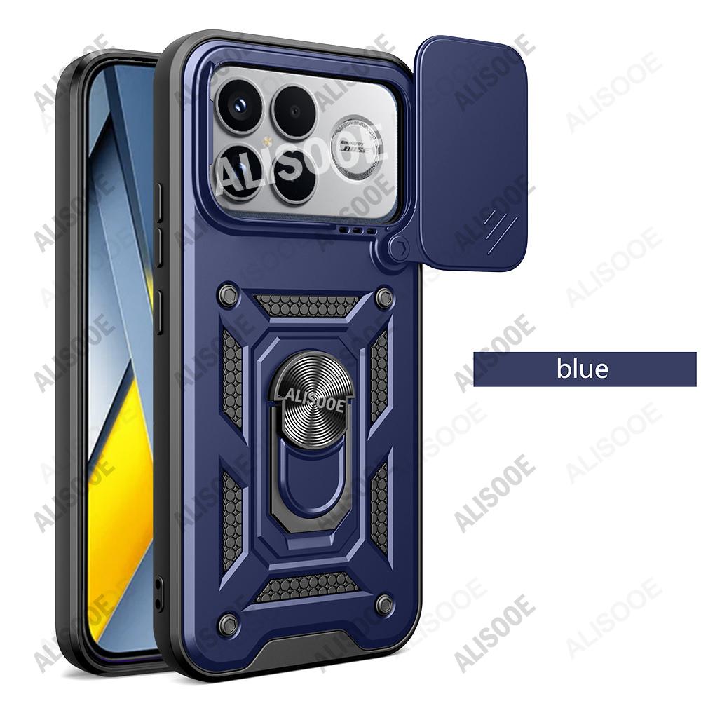 

Cover for POCO F8 Ultra Case Slide Camera Ring Kickstand Holder Full Protective Phone Capa for Xiaomi POCO F8 Ultra Funda for POCO F8 Ultra синій