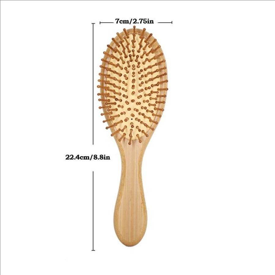 Eco Bamboo Hair Brush Nature Wooden Anti-Static Detangle Brush Hair Scalp Massage Comb Air Cushion Styling Tools for Women Men