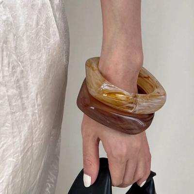 Wide Resin Bangle Bracelet Lightweight Cuff Bracelet Vintage Acrylic Wristband  Gifts