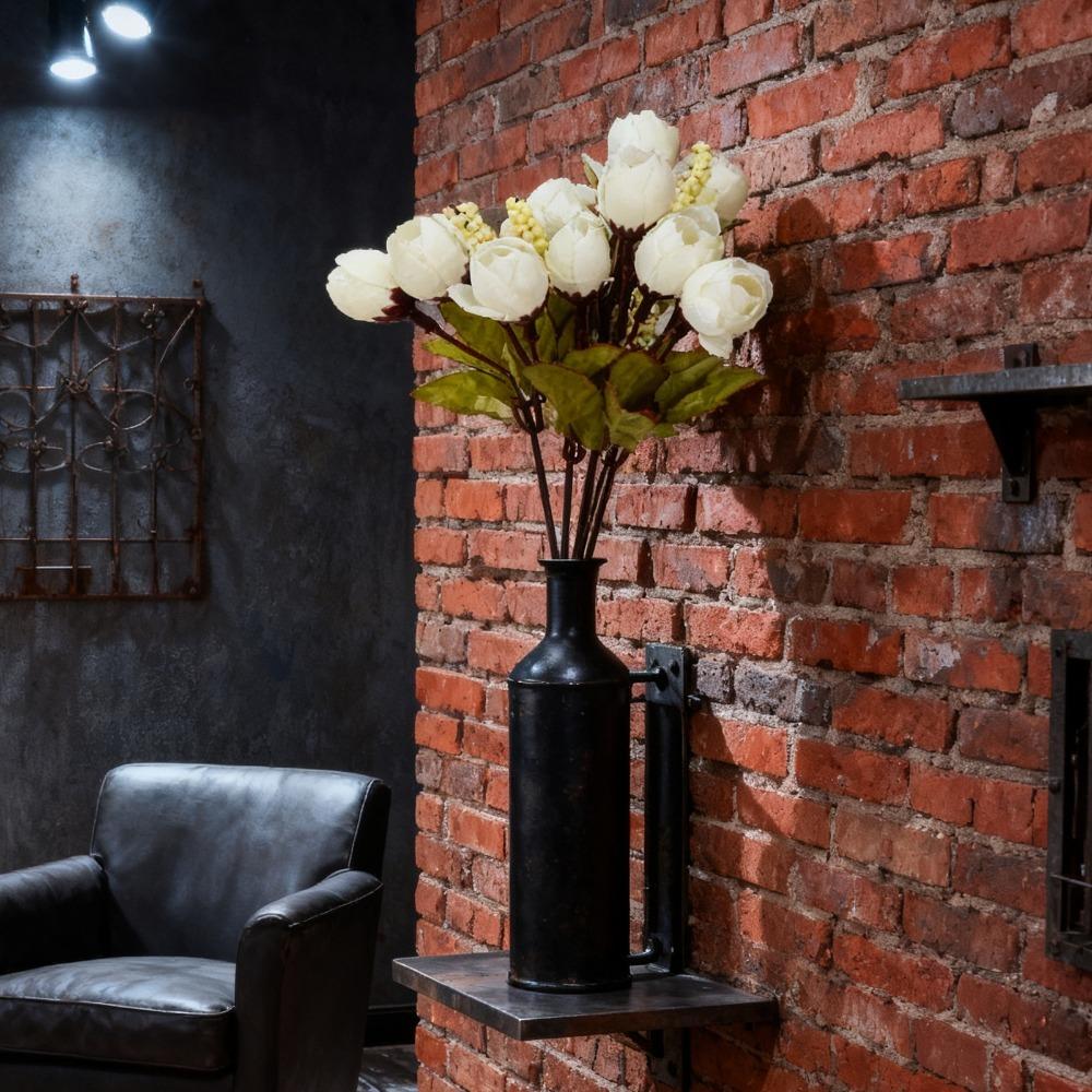 Silk Cloth fabric mini rose decorative flower stems pearl decorated artificial flower arrangement