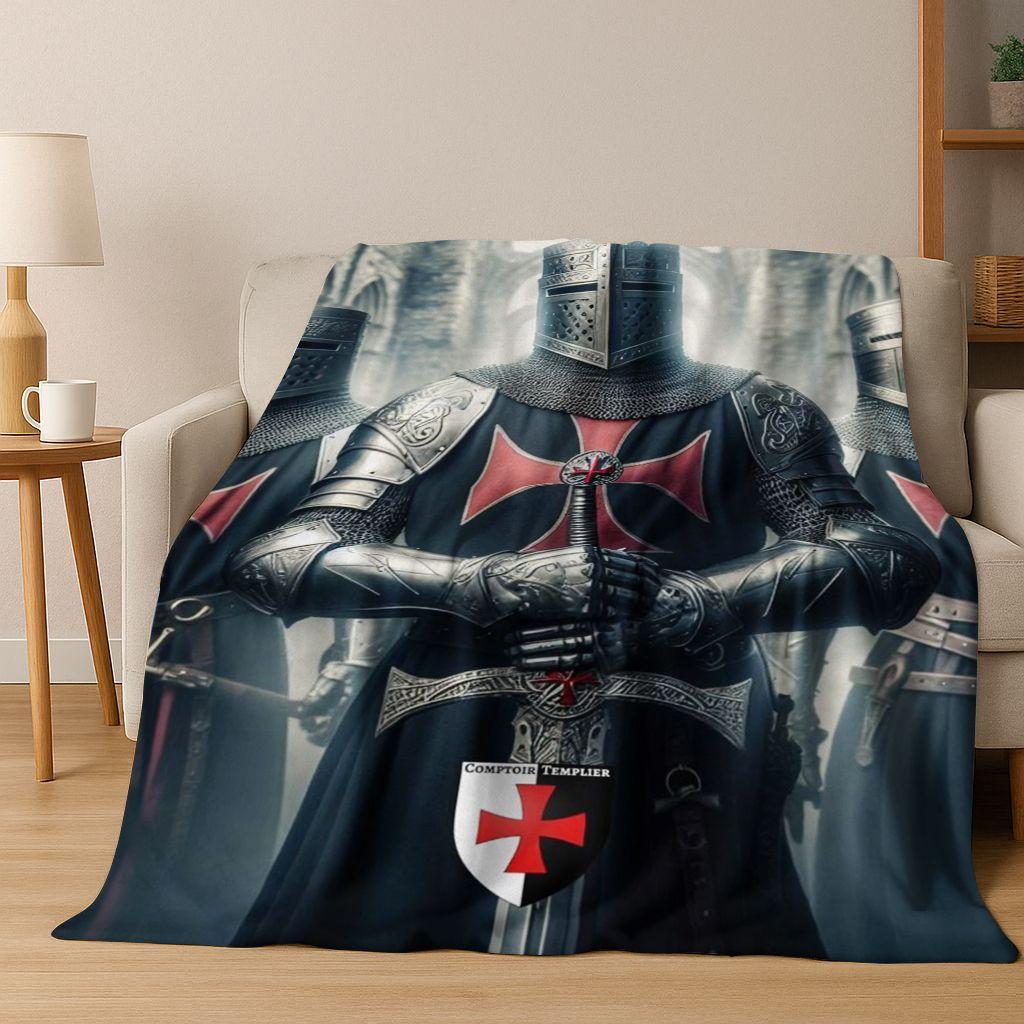 Templar Blood Knight Honor Holy Crusader Cartoon Flannel Blanket,Cozy Soft Throw Blanket for Home Bedroom Bed Sofa Cover Gift