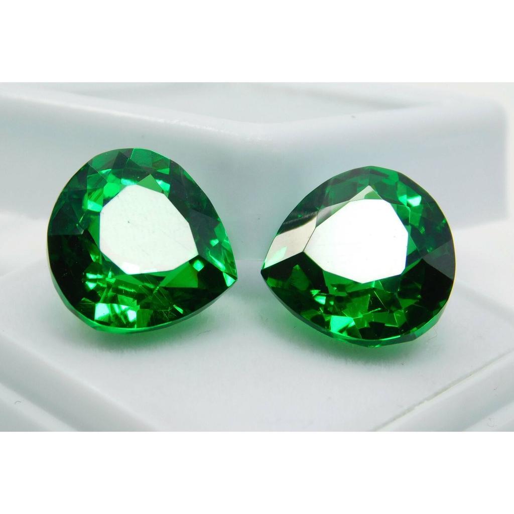 16.32 Ct Natural Tsavorite GARNET Green Pear Shape Loose Gemstone Pair