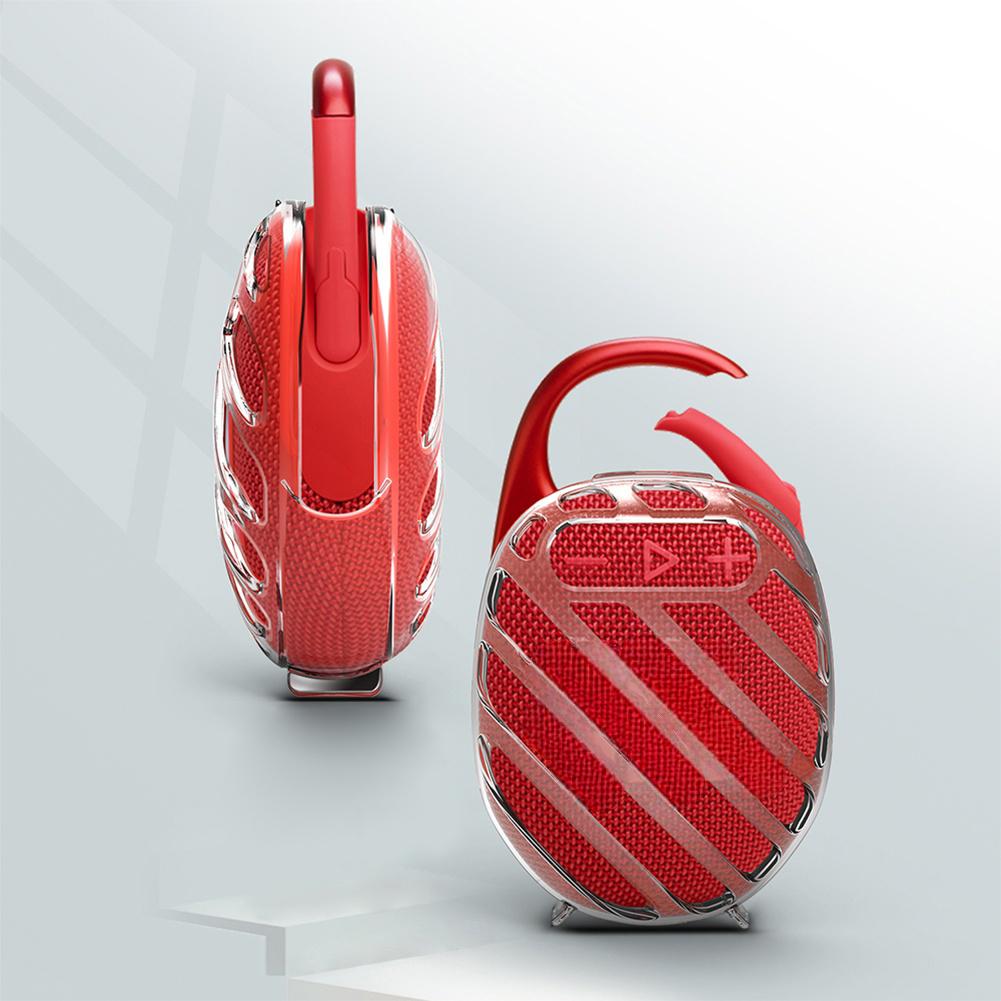 TPU Transparent Case Protective Case Sleeve Drop-Proof Hollow Out Protective Cover for JBL CLIP 5 Bluetooth-Compatible Speaker