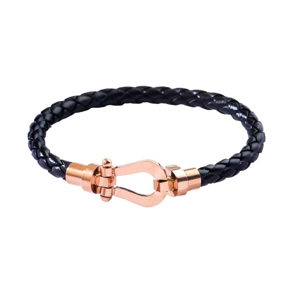 

Европейский и американский модный женский кожаный браслет-манжета с подковообразной пряжкой - Модный браслет из нержавеющей стали