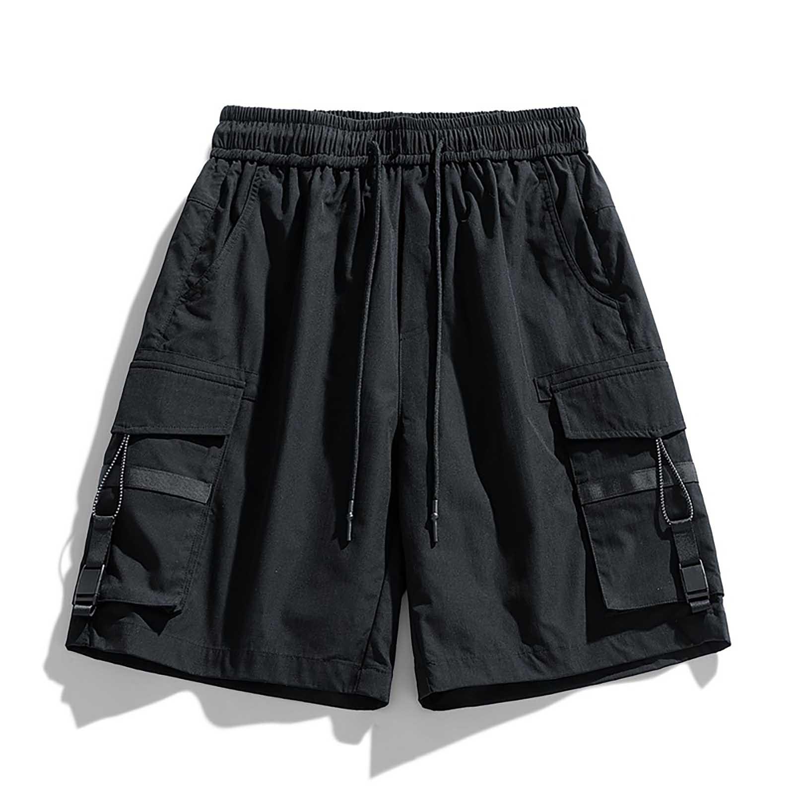 

Летние мужские камуфляжные шорты с цифровым принтом, гибкие эластичные укороченные спортивные шорты L чёрный