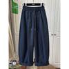European Plus Size 120kg Elastic Waist Casual Wide-Leg Long Pants for Women, Summer Slimming Harem Loose Cropped Pants