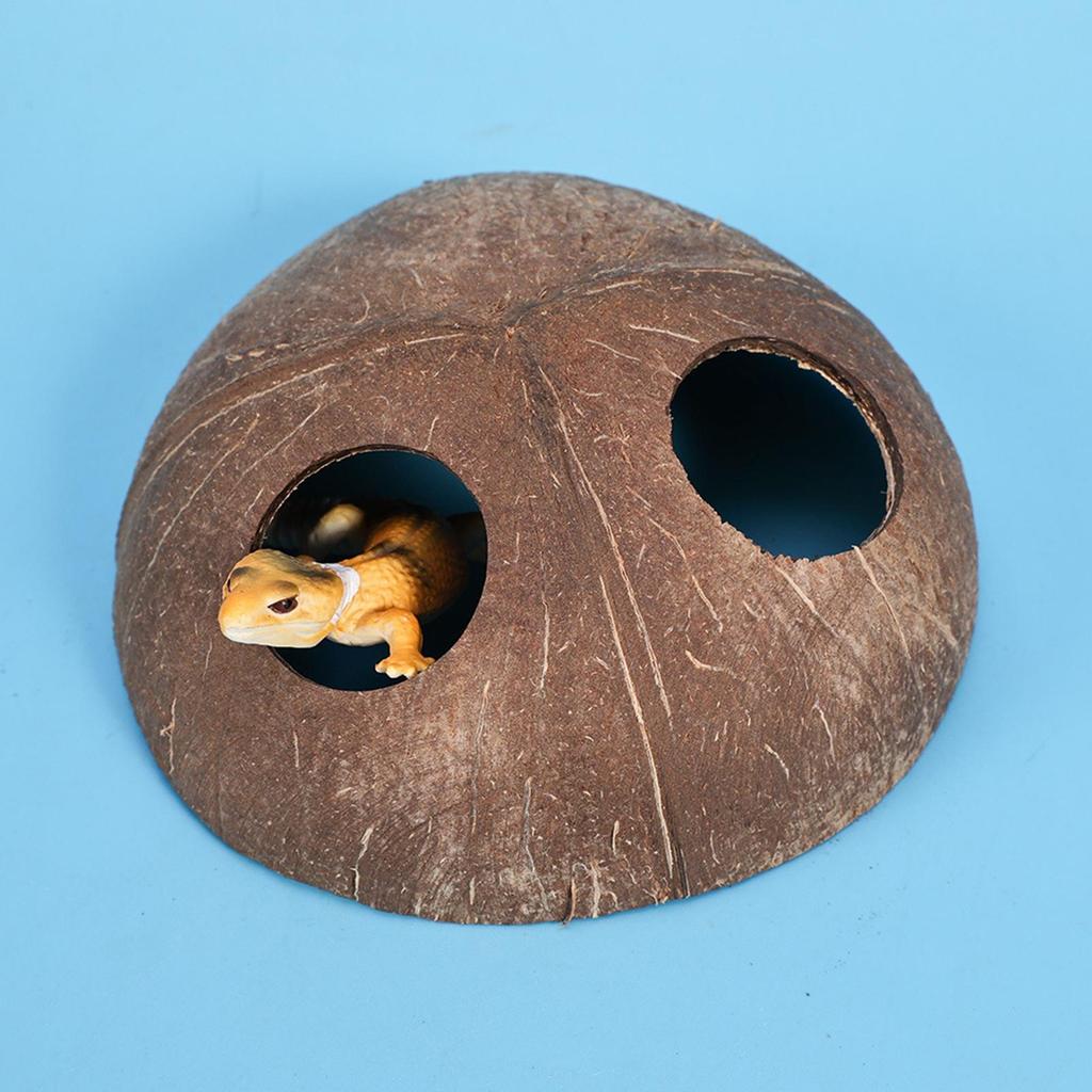 Reptile Shelter Coconut Cave Turtle Coconut Cave Reptile Hiding Cave Natural Coconut Shells Turtle Aquarium Hide House Decor