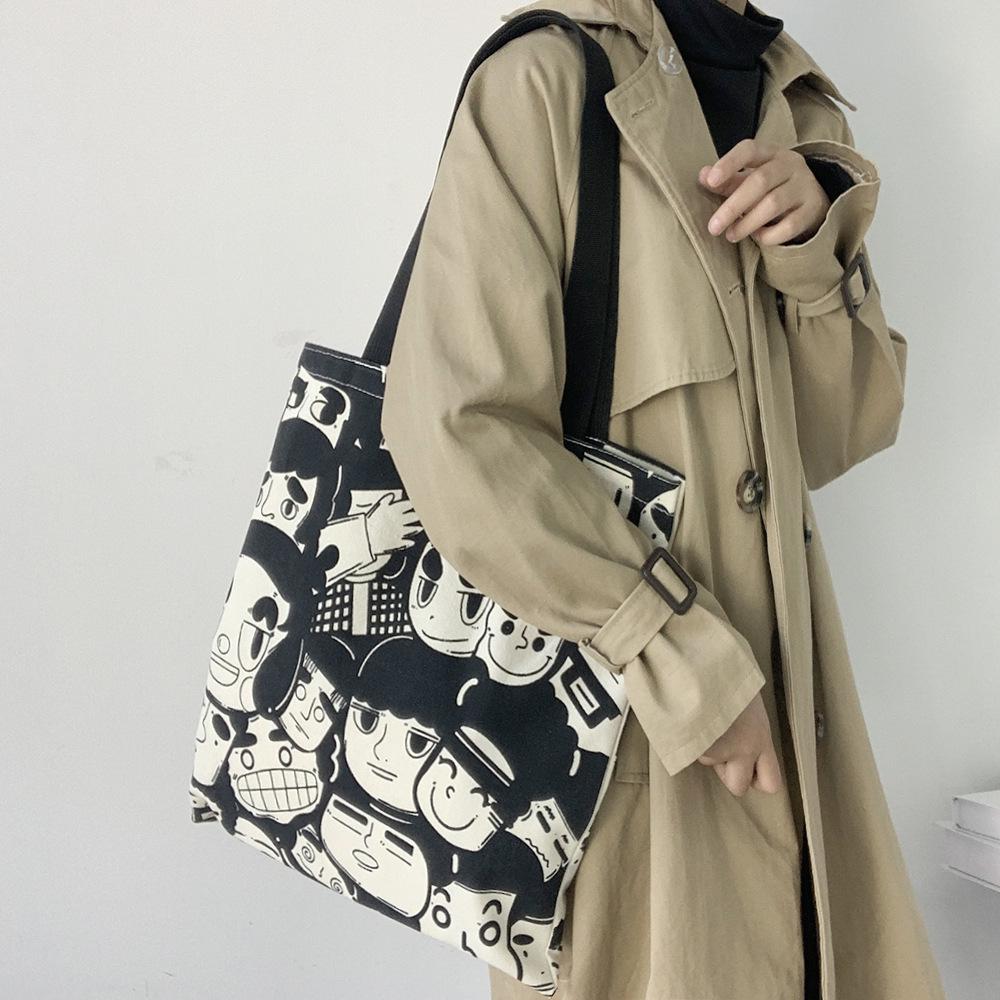 Women's Large Capacity Crossbody Canvas Bag - Ulzzang Korean Student Style