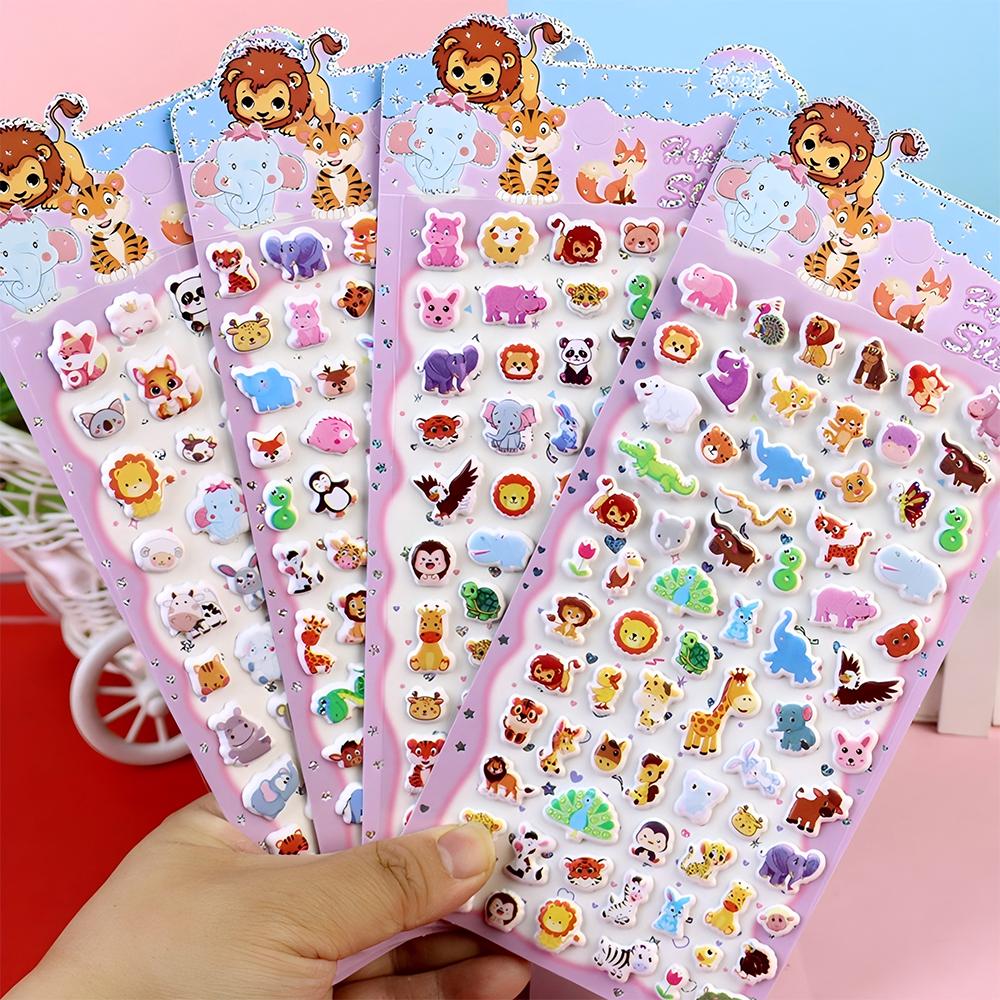 4pcs Kawaii Cartoon Mix Animal 3D Bubble Stickers Cute Rabbit Elephant Sticker Scrapbook Notebook Phone Funny Reward Decals Toy