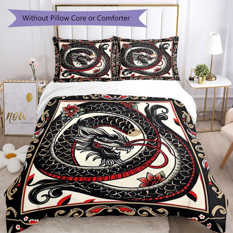 Dragon Bedding Set Breathable Duvet Cover with Pillowcases Decorative Bed Linen for Bedroom Home Decoration Birthday Gift
