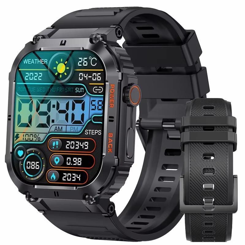 2025 New Outdoor Sports Fitness Smartwatch For Men 1.96 Inch Screen Bluetooth Calling Waterproof Watches Blood Oxygen Reloj Hombre