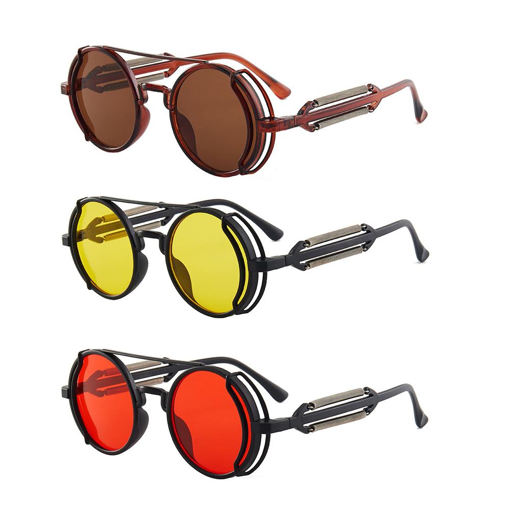Klasyczne gotyckie okulary przeciwsłoneczne Steampunk Luksusowa marka projektant Wysokiej jakości okulary przeciwsłoneczne dla mężczyzn i kobiet Retro okrągłe okulary przeciwsłoneczne z ramką PC