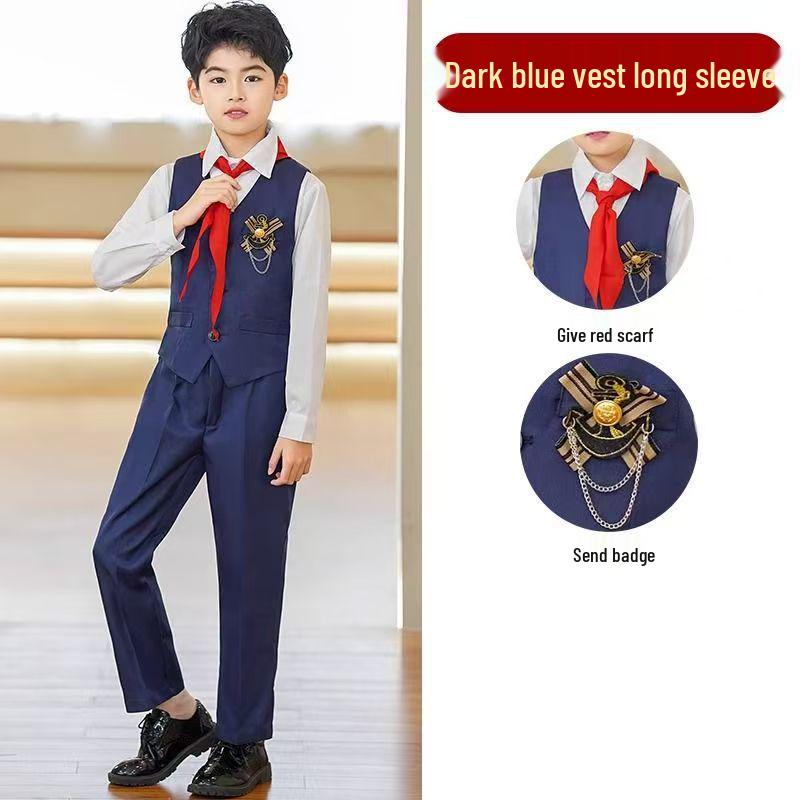Children's Red Patriotic Costume for School Choirs and Performance - Boys & Girls Tuxedo