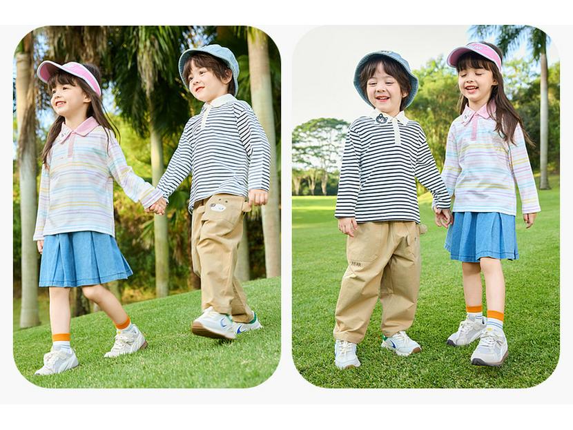 100% Cotton Dudu Home Kids Polo T-Shirt - Spring Arrival: Long Sleeve Boys & Girls