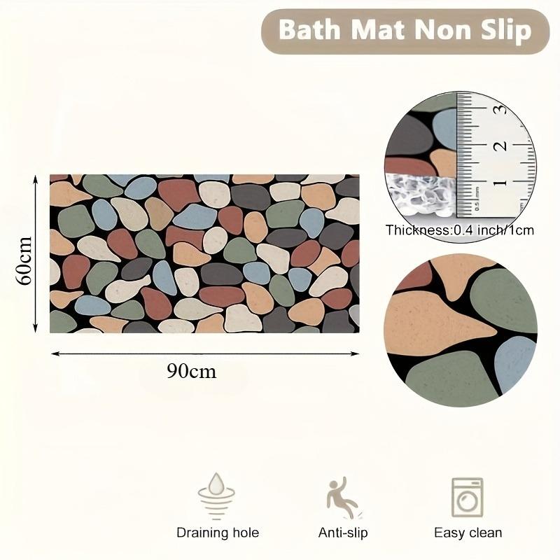 1pc Non-Slip Soft Comfort Shower Mat with Drainage Holes, Quick-Drying PVC Loofah Massage Mat for Wet Areas, Rectangular Bath Mat for Bathroom