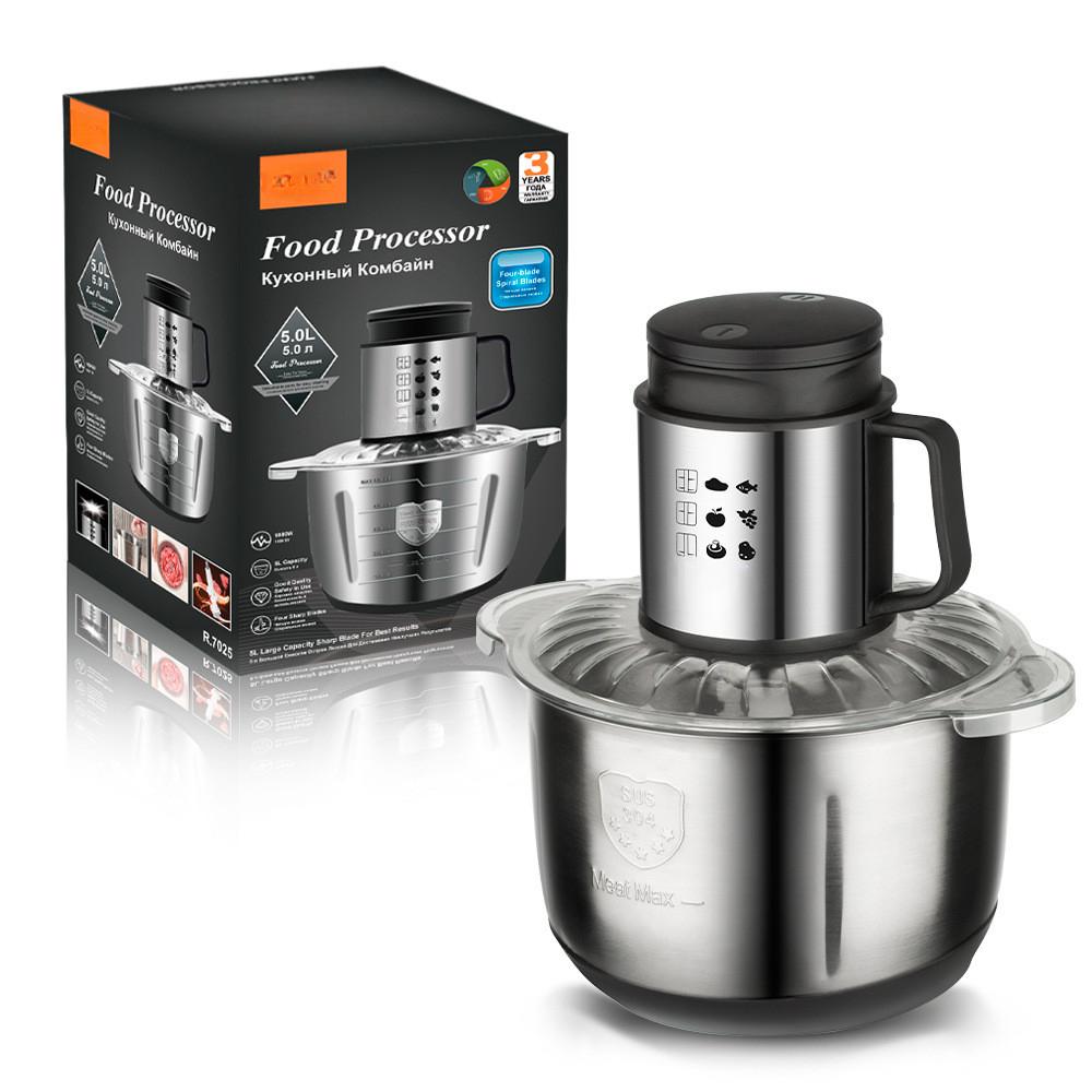 5L Großkapazität Elektrischer Fleischwolf 1000W Edelstahl Gemüsezerkleinerer Küche Multifunktionale Küchenmaschine